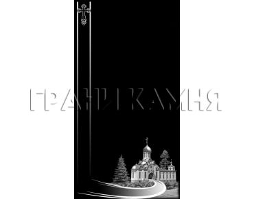 Вертикальный гранитный памятник на могилу с церковью №290