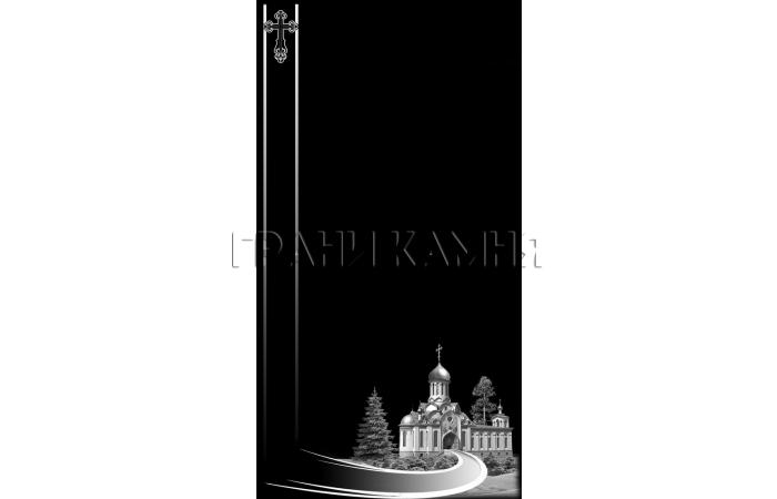 Вертикальный гранитный памятник на могилу с церковью №290