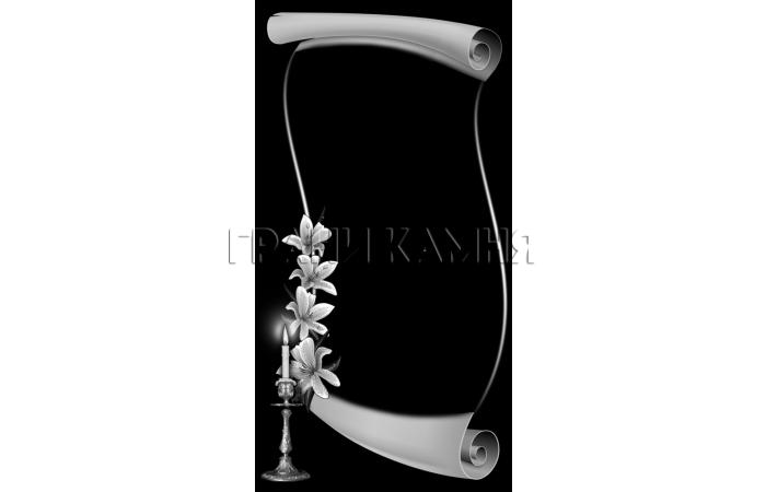 Вертикальный гранитный памятник со свечой и лилиями №291