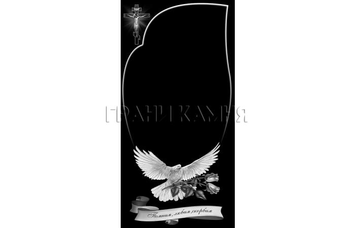 Вертикальный гранитный памятник с крестом и голубем №292