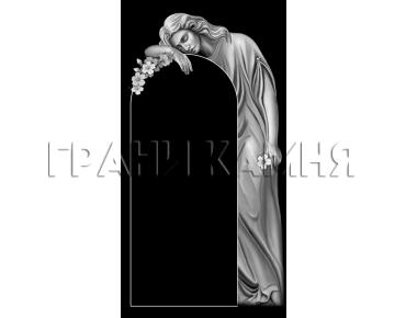 Вертикальный гранитный памятник со скорбящей женщиной №295