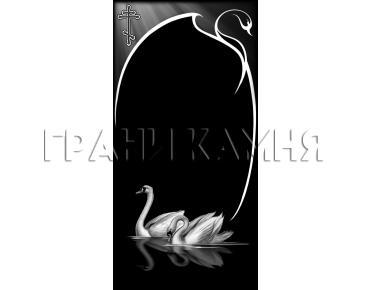 Вертикальный гранитный памятник с лебедем и крестом №297