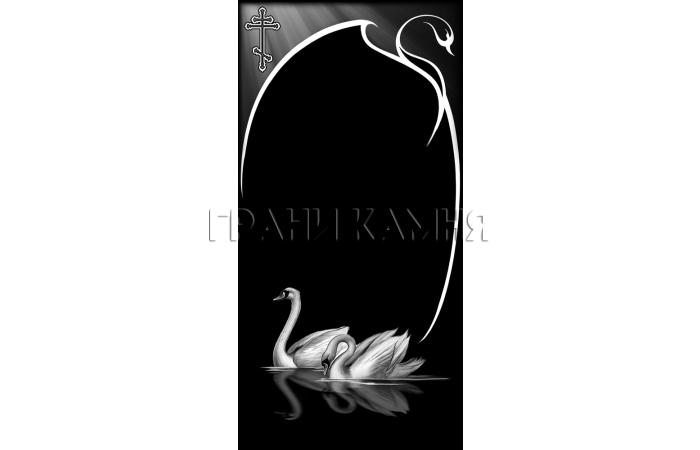 Вертикальный гранитный памятник с лебедем и крестом №297