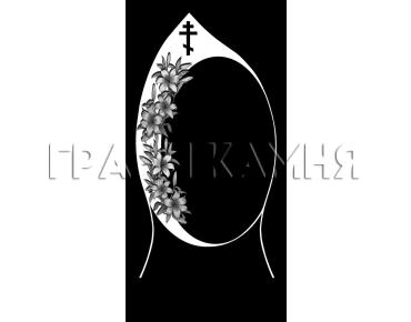 Вертикальный гранитный памятник с крестом и лилиями №298