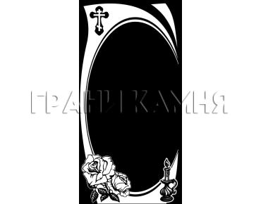 Вертикальный гранитный памятник с розами и крестом №300