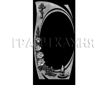 Вертикальный гранитный памятник со свечой и розами №306