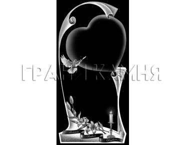 Вертикальный гранитный памятник с сердцем и голубем №310