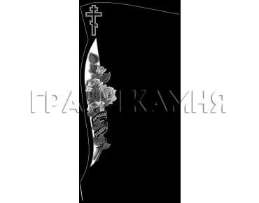 Вертикальный гранитный памятник с крестом и розами №312