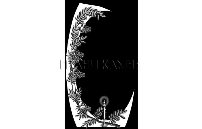 Вертикальный гранитный памятник со свечой и рябиной №313