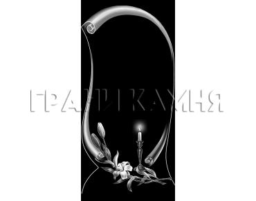 Вертикальный гранитный памятник с лилиями и свечой №315