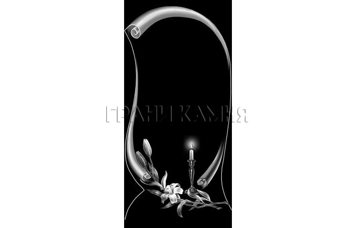 Вертикальный гранитный памятник с лилиями и свечой №315