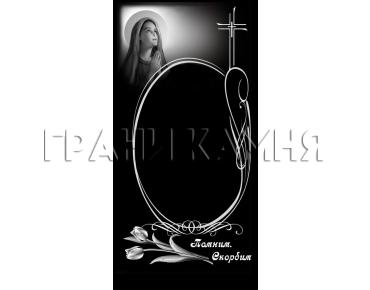 Вертикальный гранитный памятник с крестом и тюльпанами №319