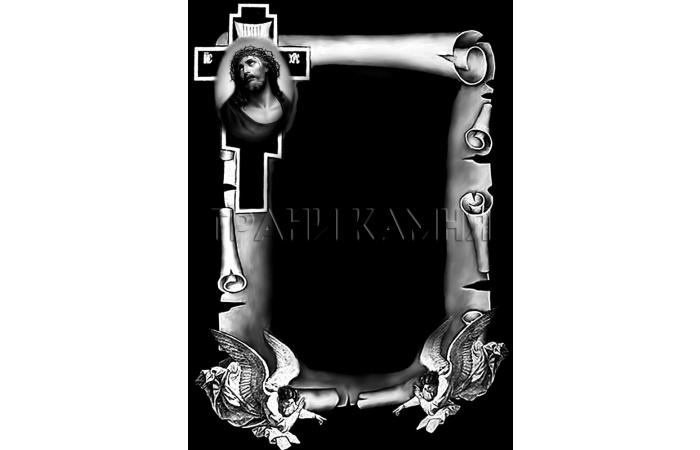 Вертикальный гранитный памятник с Иисусом и ангелами №322