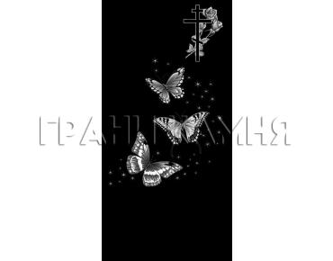 Вертикальный гранитный памятник с крестом и розами №323