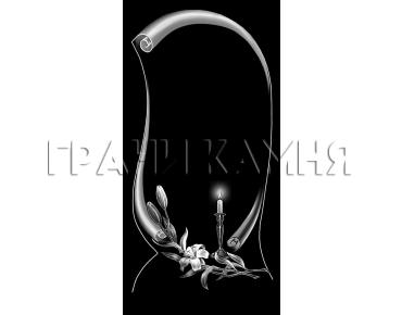 Вертикальный гранитный памятник с лилиями и свечой №325