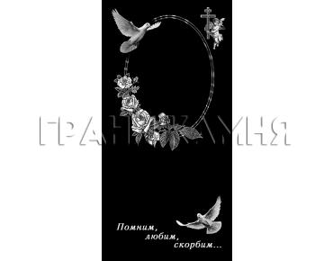 Вертикальный гранитный памятник с ангелом и розами №326