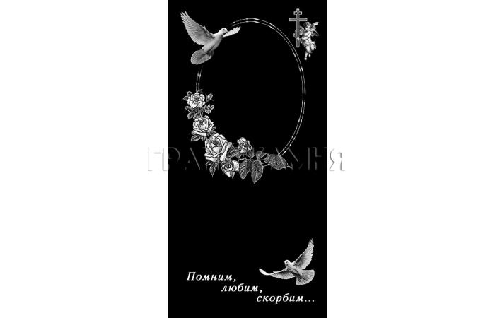 Вертикальный гранитный памятник с ангелом и розами №326