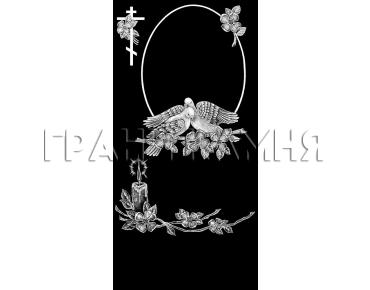 Вертикальный гранитный памятник с крестом и голубями №329