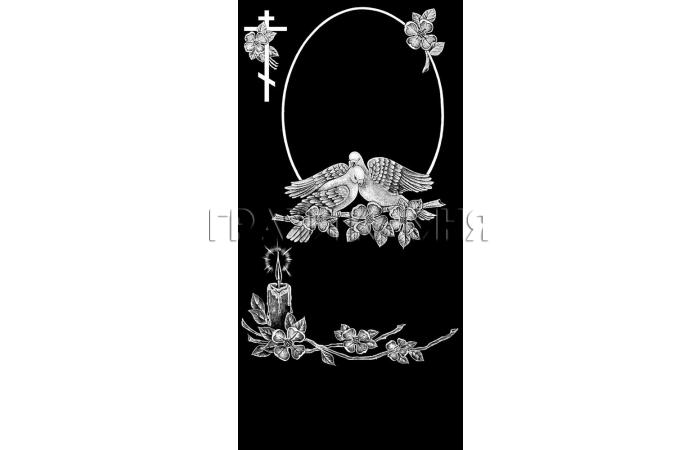 Вертикальный гранитный памятник с крестом и голубями №329