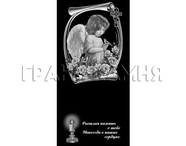 Вертикальный гранитный памятник с ангелом и розами №332