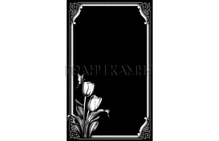 Вертикальный гранитный памятник на могилу с тюльпанами №333