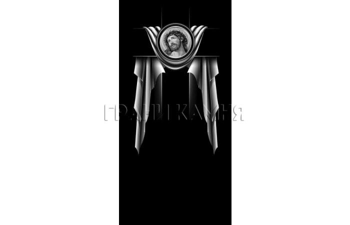 Вертикальный гранитный памятник с Иисусом и крестом №339