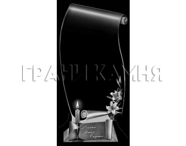 Вертикальный гранитный памятник с лилиями и свечой №344