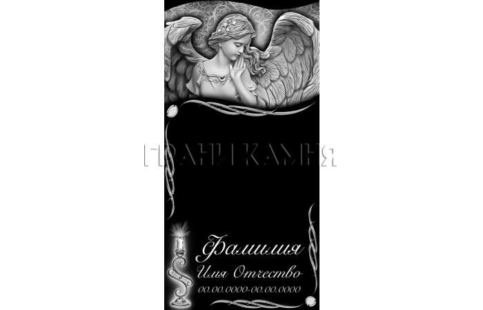 Вертикальный гранитный памятник с ангелом и свечой №347