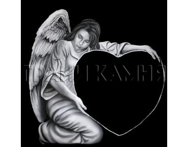 Вертикальный гранитный памятник на могилу с ангелом №350