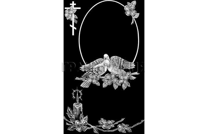 Вертикальный гранитный памятник с крестом и голубями №354