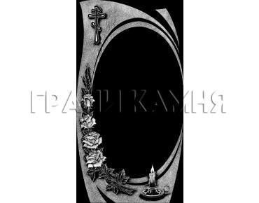 Вертикальный гранитный памятник с крестом и розами №355