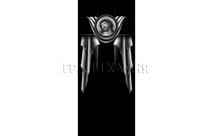 Вертикальный гранитный памятник с Иисусом и крестом №360