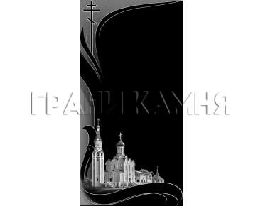 Вертикальный гранитный памятник на могилу с церковью №363