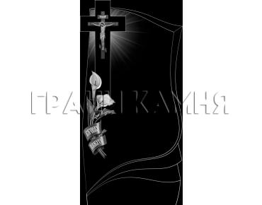 Вертикальный гранитный памятник на могилу с крестом №366