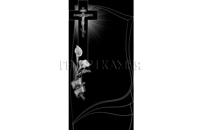 Вертикальный гранитный памятник на могилу с крестом №366