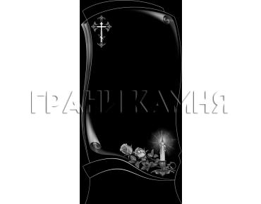 Вертикальный гранитный памятник с крестом и розами №368