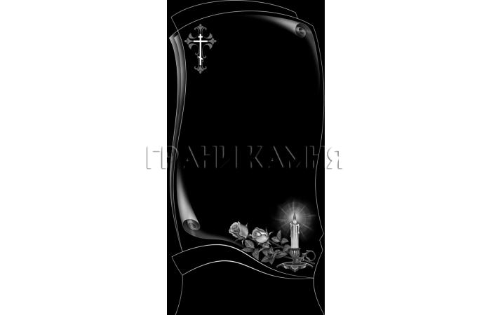 Вертикальный гранитный памятник с крестом и розами №368