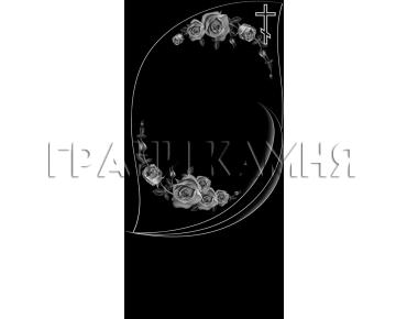 Вертикальный гранитный памятник с розами и крестом №369