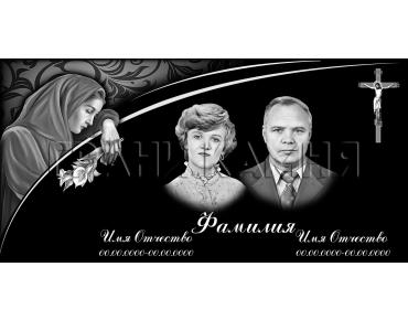 Семейный горизонтальный гранитный памятник со скорбящей женщиной №6