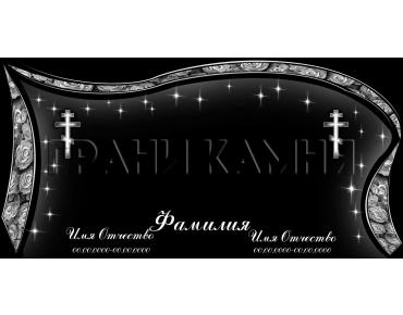 Горизонтальный гранитный памятник с крестом и розами №10