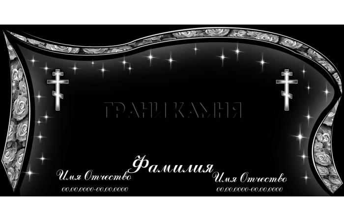 Горизонтальный гранитный памятник с крестом и розами №10