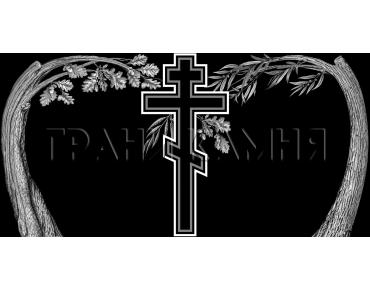 Горизонтальный гранитный памятник на могилу с крестом №15