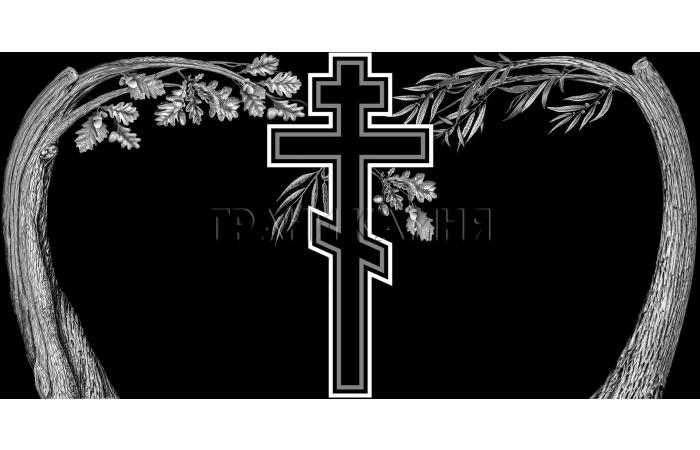 Горизонтальный гранитный памятник на могилу с крестом №15