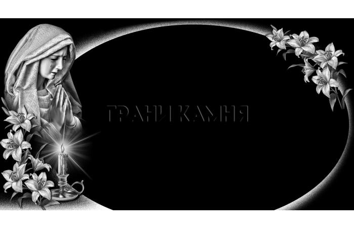 Горизонтальный гранитный памятник со скорбящей женщиной №23