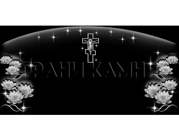 Горизонтальный гранитный памятник с крестом и лотосом №24