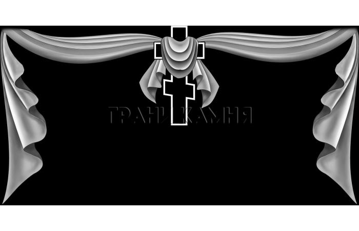 Горизонтальный гранитный памятник с крестом и плащаницей №36