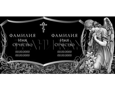 Горизонтальный гранитный памятник с ангелом и лилиями №37