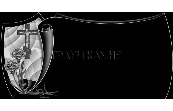 Горизонтальный гранитный памятник с крестом и гвоздиками №67