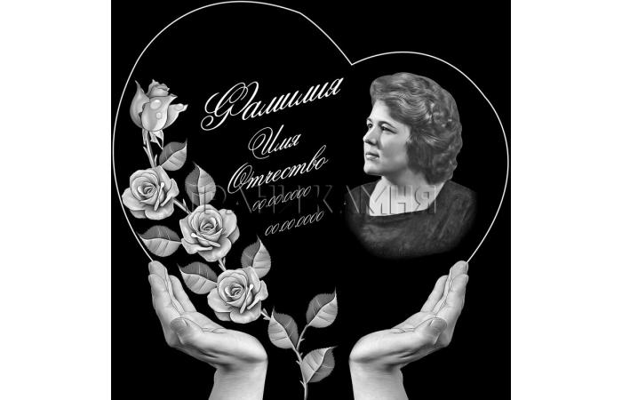 Горизонтальный гранитный памятник на могилу с розами №70