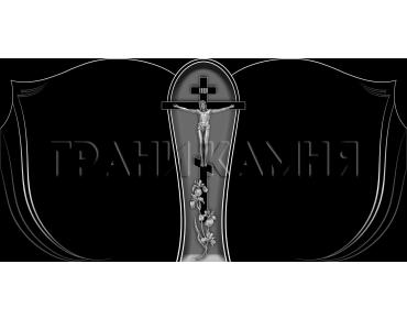 Горизонтальный гранитный памятник на могилу с крестом и ирисами №75